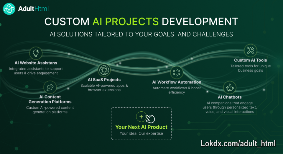 💡 AdultHTML: AI-Powered Solutions and  Project Development 💡

Technology never stands still, and neither do we. As AI has become an increasingly valuable part of modern digital applications, we've embraced it as a natural evolution of our development expertise. 

Building on this expertise, we develop custom AI-powered products, tools, and applications that help businesses automate workflows, enhance customer experiences, and transform ideas into innovative, real-world solutions and projects. 

Over the years, we've developed a wide range of AI-powered products for clients across different industries. Every project is built around each client's unique goals, business requirements, and workflows, resulting in practical outcomes that solve real challenges and deliver practical value.  

📌 Here are some of the AI-powered products and projects we've successfully developed: 

💻 AI-powered SaaS - We develop and build scalable solutions that leverage AI to automate complex tasks and deliver continuous value to users. A prime example from our portfolio is an AI-powered email writing platform that helps users generate, reply to, and refine emails with customizable tone, style, and length settings. In addition to the web app, we also developed the product as a browser extension and an email client add-on.

💬 AI Assistants - AI-powered assistants integrated into websites that help users interact with content more efficiently, provide instant answers, and guide decision-making within the platform. Built to enhance user experience, improve engagement, and boost conversion through contextual, real-time AI support. 

🎨 AI-Powered Content Generation Platforms - Web platforms that use artificial intelligence to generate and customize digital content based on user input, enabling automated creation of personalized visuals, text, or media. These solutions typically focus on scalability, user-driven customization, and fast content production through prompt-based or template-driven workflows.

👤 AI Personas & Chatbots - We develop custom AI personas trained to perfectly mirror a creator’s specific communication style, vocabulary, tone, and behavioral patterns. Integrated seamlessly into websites or Telegram channels, these chatbots interact with audiences through natural text and voice conversations. Beyond text and voice, we can enable these chatbots to generate personalized images featuring the creator’s likeness based on user prompts, while strictly adhering to safety constraints and visual guidelines defined by the client.
This type of product opens up powerful opportunities for businesses and creators: it serves as a new revenue stream, boosts audience engagement, and drives monetization. By acting as an always-on touchpoint alongside social media and websites, an AI persona scales a creator’s brand, allowing fans to interact with them on a deeply personal level.

The examples above represent just a few of the AI solutions we've built for our clients. Every project starts with understanding your goals, challenges, and requirements, allowing us to develop a solution that's tailored specifically to your business.

Whether you're looking to build a new AI-powered product, integrate AI into an existing 
platform, or automate complex business processes, we'd love to hear about your project. 

👉  Get in touch with our team, and let's explore how we can bring your idea to life.

📧 Email: adulthtml@gmail.com                                                              
✈️ Telegram: @kate_adulthtml           
💼 Teams: adulthtml@gmail.com         
🌐 Site/portfolio: adult-html.com